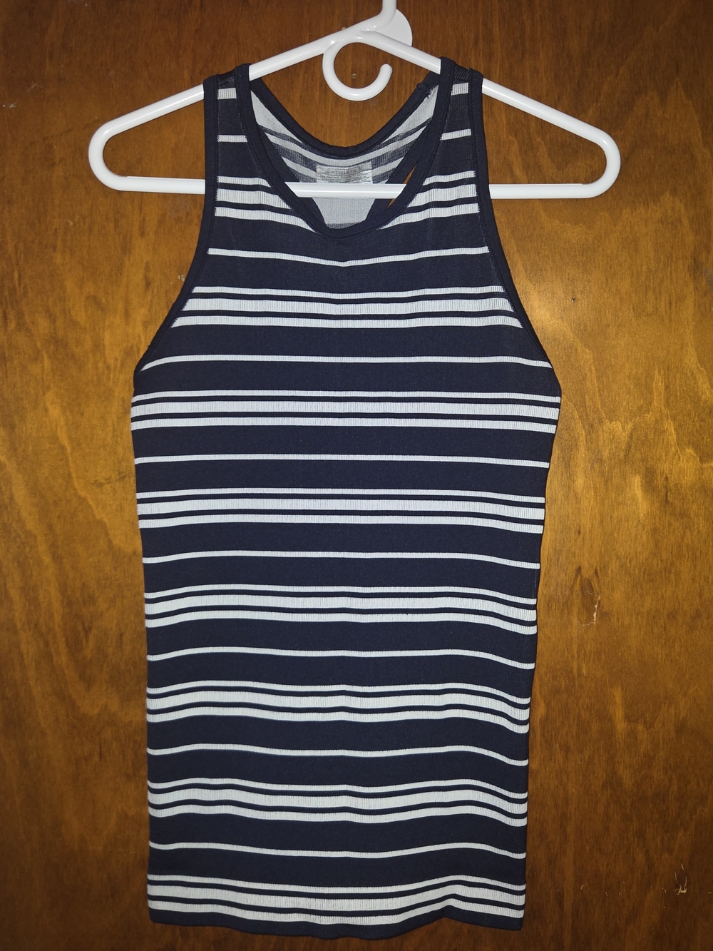 Athleta Navy Blue White Striped Speedlight Tank Top Racerback Medium